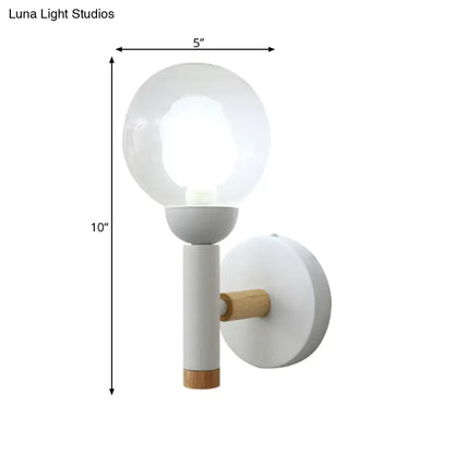 Minimalist white & wood armed wall lamp for bedroom 110v-120v