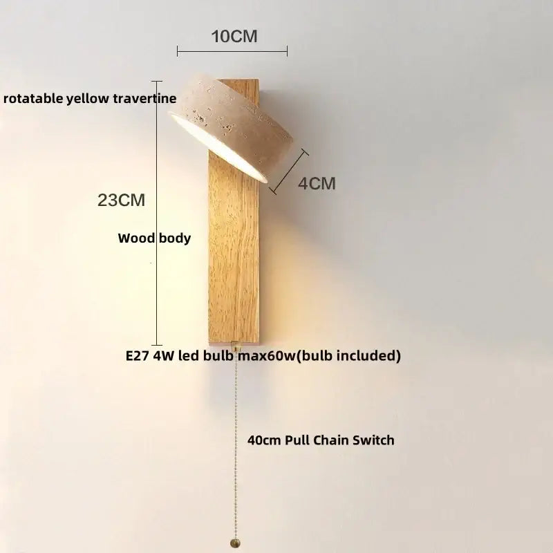 Minimalist wood and beige canopy led wall light bedroom sconce