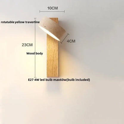 Minimalist wood and beige canopy led wall light bedroom sconce