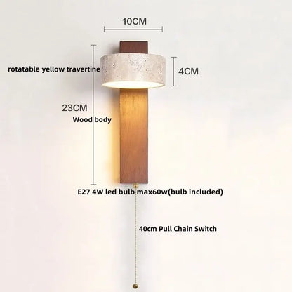 Minimalist wood and beige canopy led wall light bedroom sconce