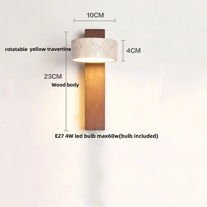 Minimalist wood and beige canopy led wall light bedroom sconce