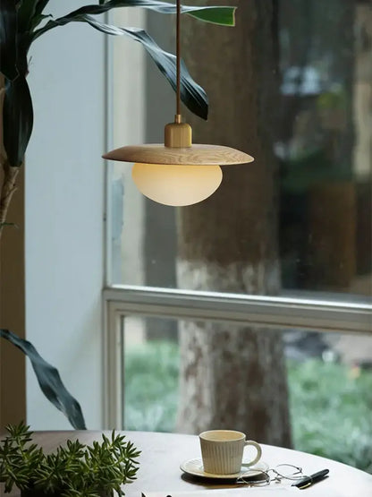 Minimalist wood and brass pendant lights dining room cream wind