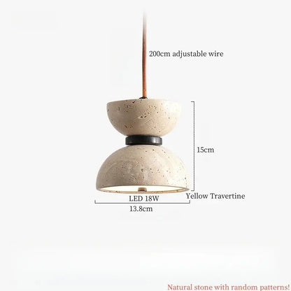Minimalist wood and cuboid stone led pendant light dining room