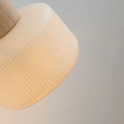 Minimalist wood and white ceramic led wall light bedroom lamp