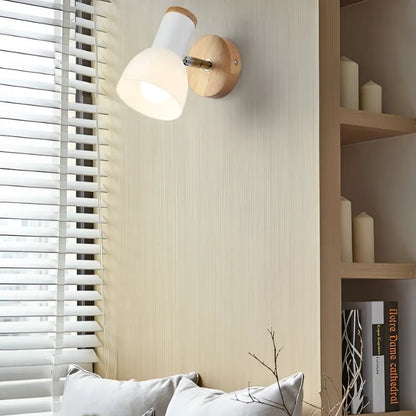 Minimalist wood and white matte wall lamp study room light
