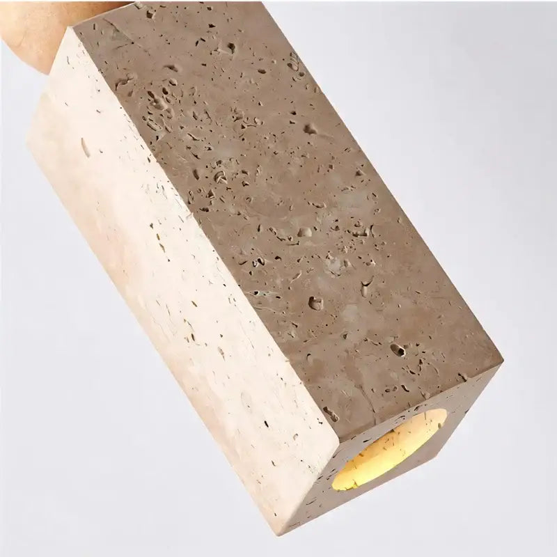 Minimalist wood and yellow travertine led pendant light dining room