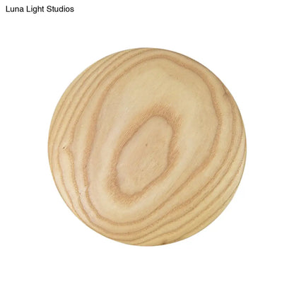 DecorBites™ Minimalist Wood Circle Wall Sconce with LED Lighting: 5"/7" Width for Parlor in Beige
