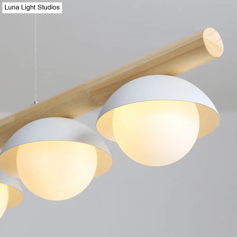 DecorBites™ Minimalist Wood Island Pendant - Grey Dome-Shaped Hanging Light