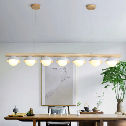 DecorBites™ Minimalist Wood Island Pendant - Grey Dome-Shaped Hanging Light
