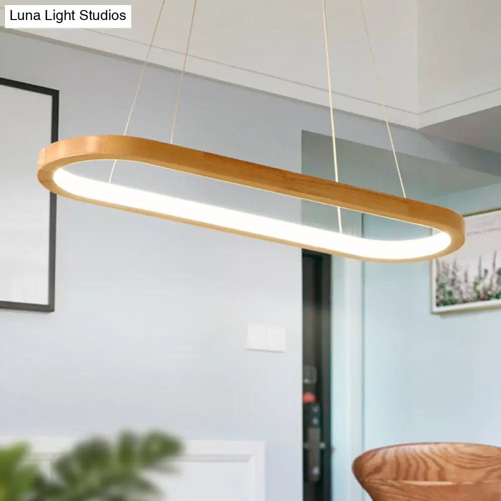 DecorBites™ Minimalist Wood Island Pendant LED Ceiling Light - Modern Elliptic Design for Living Room