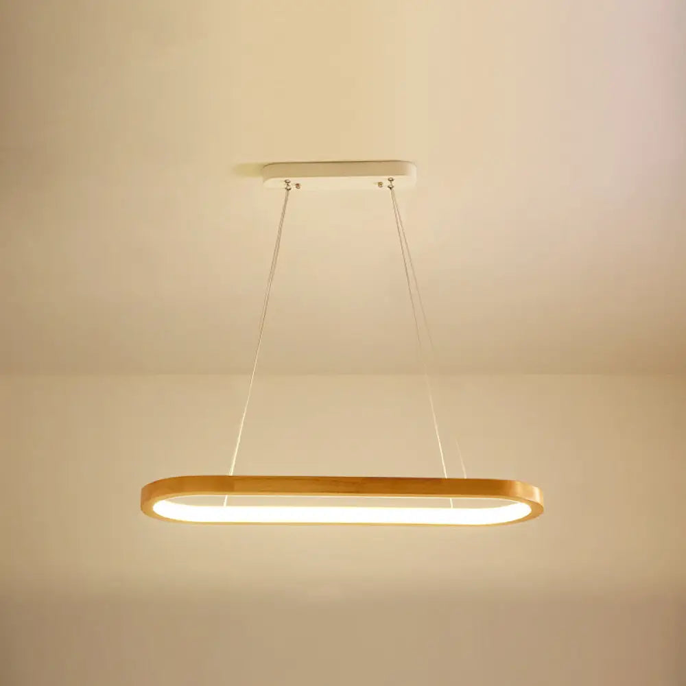 DecorBites™ Minimalist Wood Island Pendant LED Ceiling Light - Modern Elliptic Design for Living Room