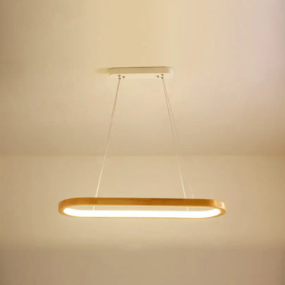 DecorBites™ Minimalist Wood Island Pendant LED Ceiling Light - Modern Elliptic Design for Living Room