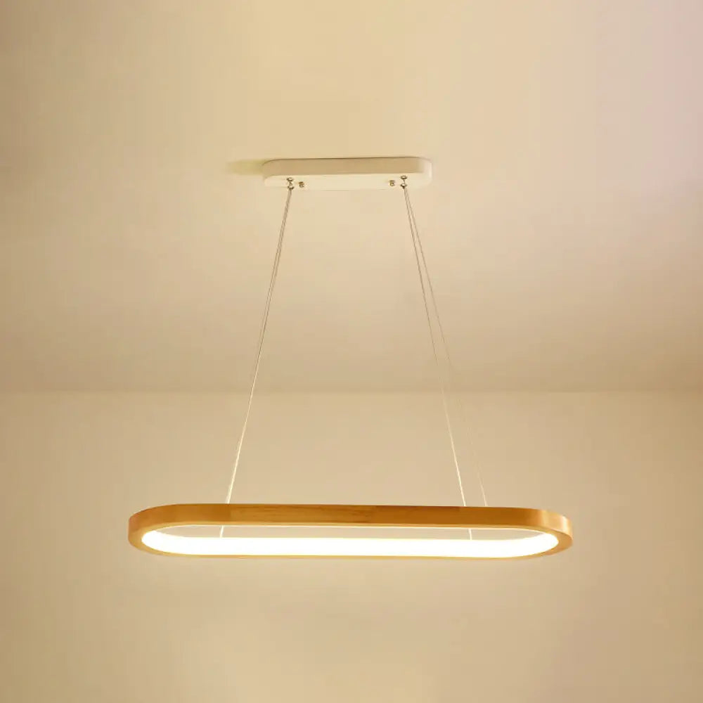 DecorBites™ Minimalist Wood Island Pendant LED Ceiling Light - Modern Elliptic Design for Living Room