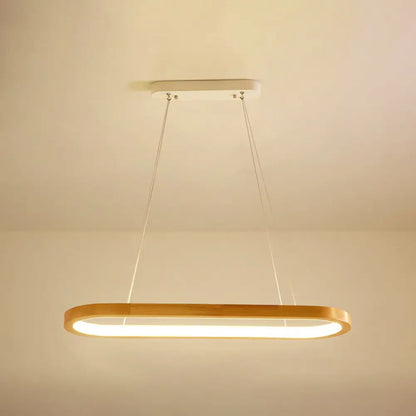 DecorBites™ Minimalist Wood Island Pendant LED Ceiling Light - Modern Elliptic Design for Living Room