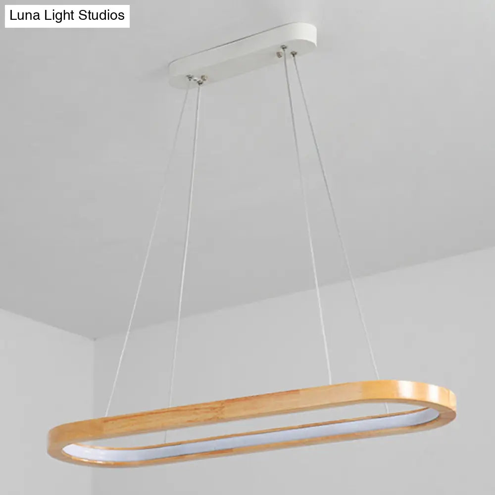 DecorBites™ Minimalist Wood Island Pendant LED Ceiling Light - Modern Elliptic Design for Living Room