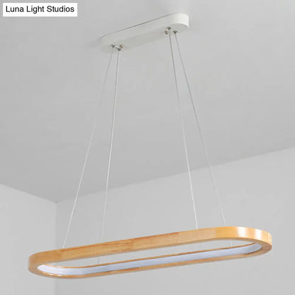 DecorBites™ Minimalist Wood Island Pendant LED Ceiling Light - Modern Elliptic Design for Living Room