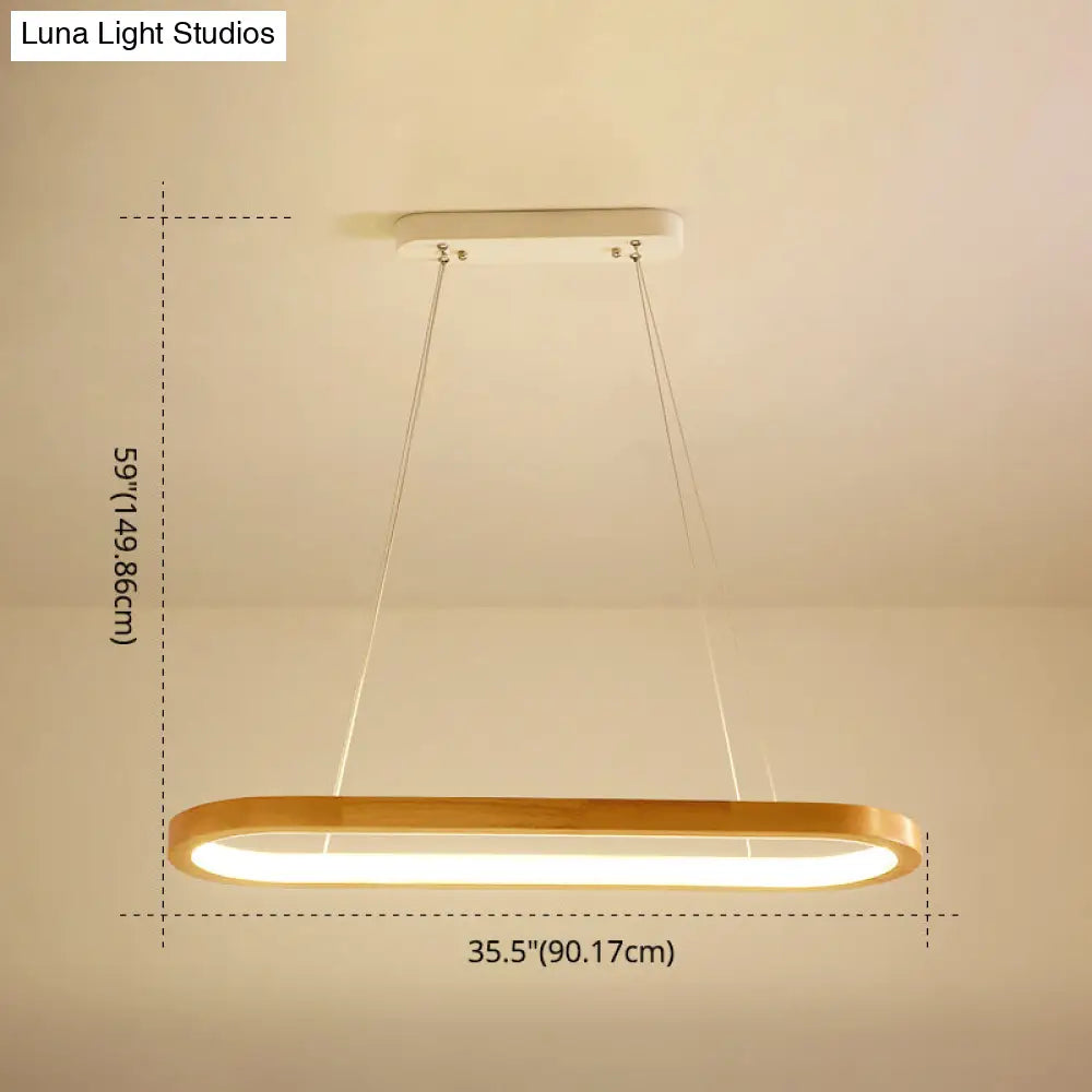 DecorBites™ Minimalist Wood Island Pendant LED Ceiling Light - Modern Elliptic Design for Living Room