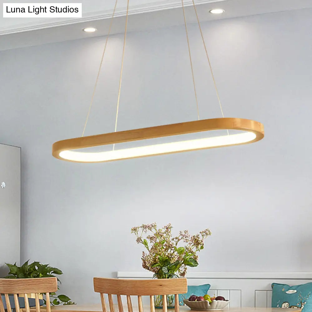 DecorBites™ Minimalist Wood Island Pendant LED Ceiling Light - Modern Elliptic Design for Living Room