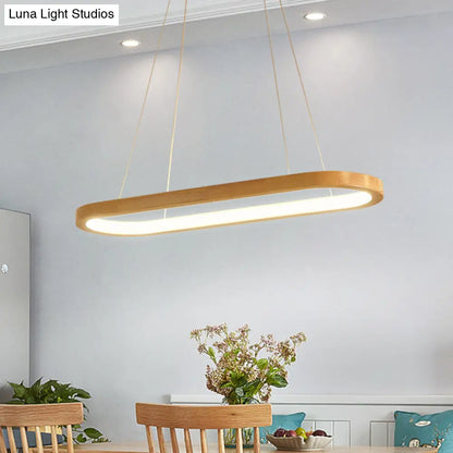 DecorBites™ Minimalist Wood Island Pendant LED Ceiling Light - Modern Elliptic Design for Living Room
