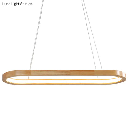 DecorBites™ Minimalist Wood Island Pendant LED Ceiling Light - Modern Elliptic Design for Living Room