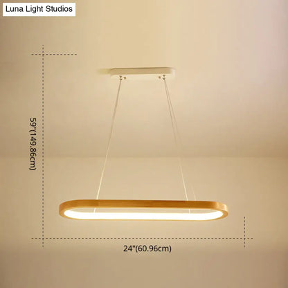 DecorBites™ Minimalist Wood Island Pendant LED Ceiling Light - Modern Elliptic Design for Living Room