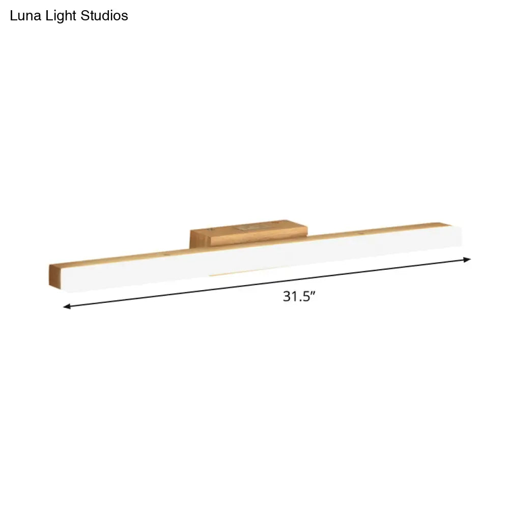 DecorBites™ Minimalist Wood Linear Vanity Sconce Light - Beige LED Wall Fixture (16"/23.5"/31.5" Width)
