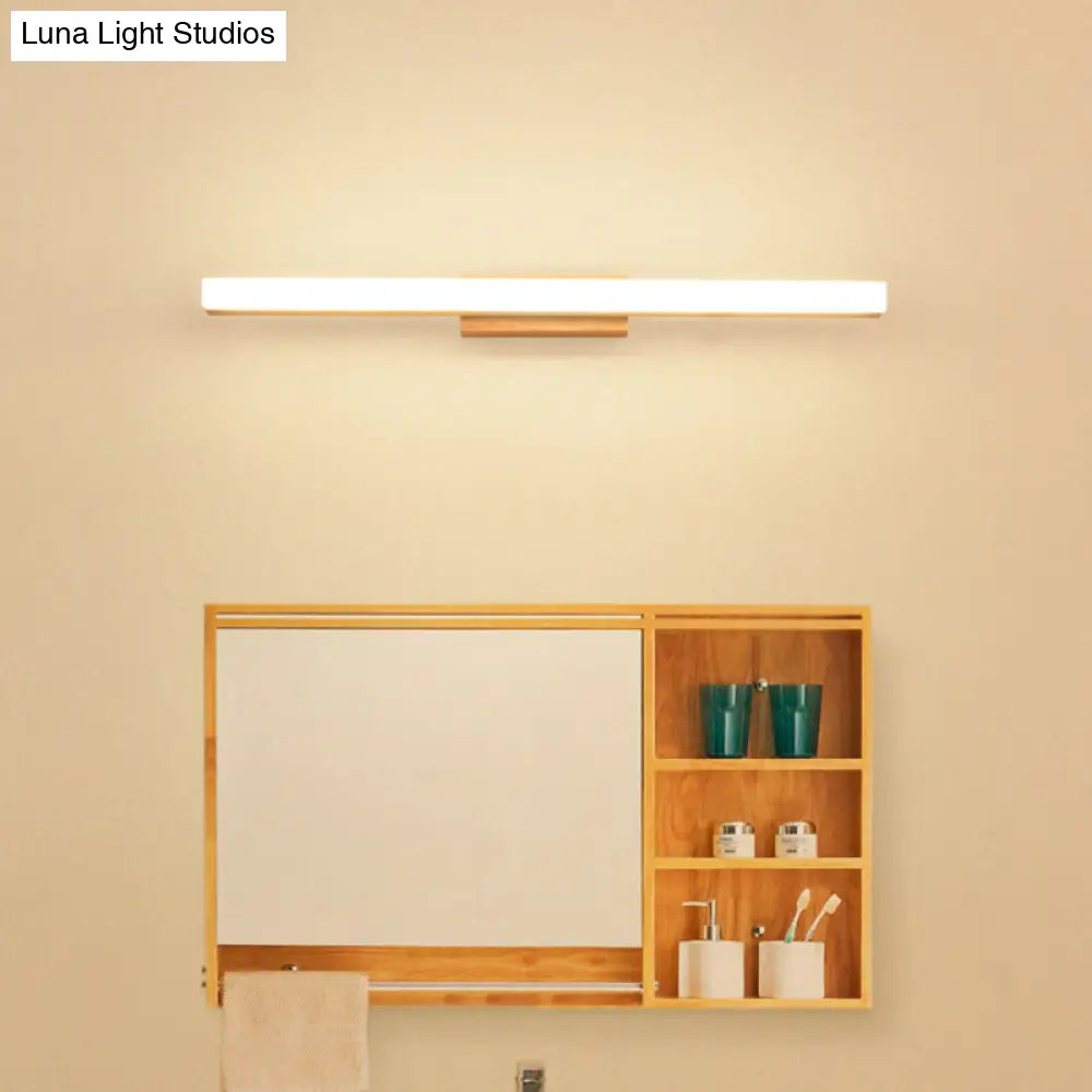 DecorBites™ Minimalist Wood Linear Vanity Sconce Light - Beige LED Wall Fixture (16"/23.5"/31.5" Width)