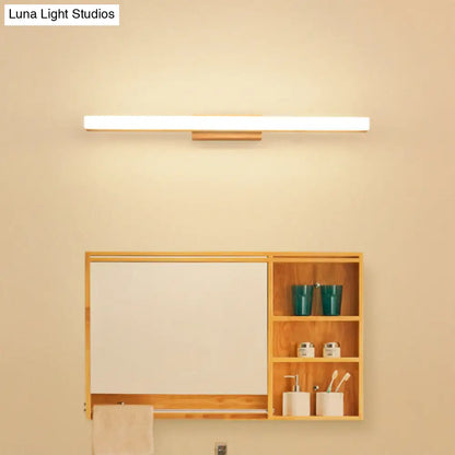 DecorBites™ Minimalist Wood Linear Vanity Sconce Light - Beige LED Wall Fixture (16"/23.5"/31.5" Width)