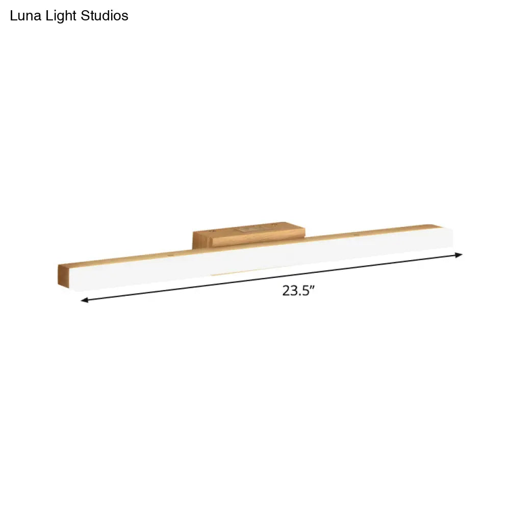 DecorBites™ Minimalist Wood Linear Vanity Sconce Light - Beige LED Wall Fixture (16"/23.5"/31.5" Width)