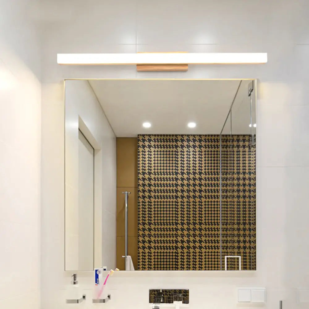 DecorBites™ Minimalist Wood Linear Vanity Sconce Light - Beige LED Wall Fixture (16"/23.5"/31.5" Width)