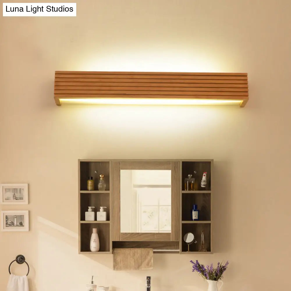 DecorBites™ Minimalist Wood Wall Sconce Light with LED Vanity Light and Acrylic Shade for Bathroom
