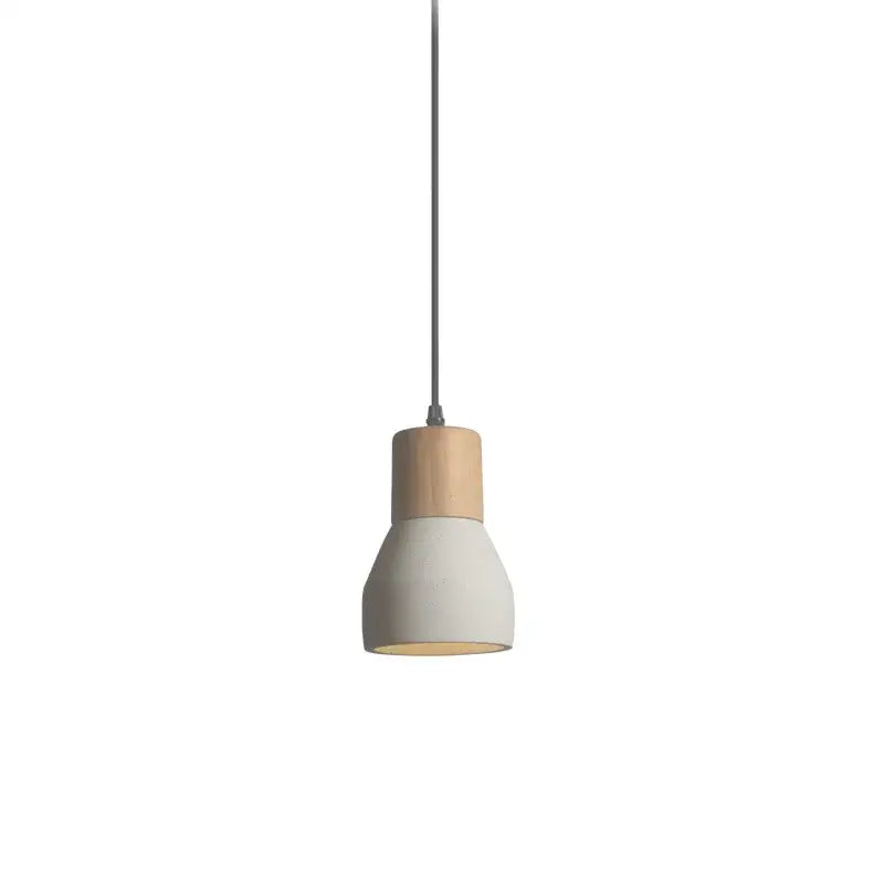 Minimalist wood & white ceramic pendant lamp for bedroom