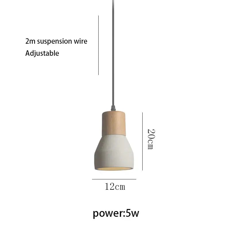 Minimalist wood & white ceramic pendant lamp for bedroom