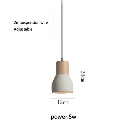 Minimalist wood & white ceramic pendant lamp for bedroom