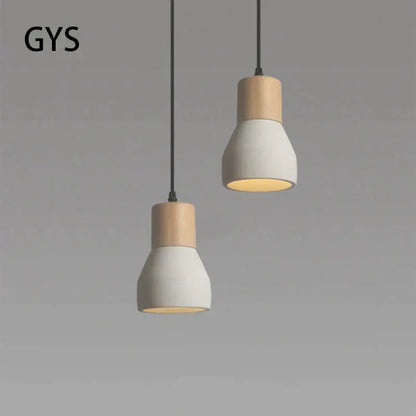 Minimalist wood & white ceramic pendant lamp for bedroom