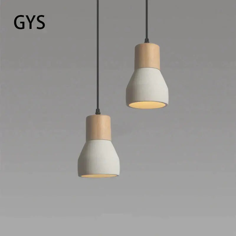 Minimalist wood & white ceramic pendant lamp for bedroom