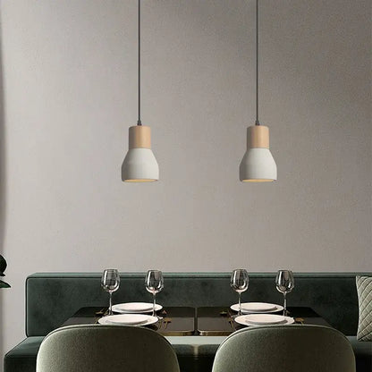 Minimalist wood & white ceramic pendant lamp for bedroom