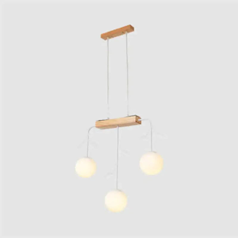 Minimalist wooden hanging lamp – dining room glass globe pendant
