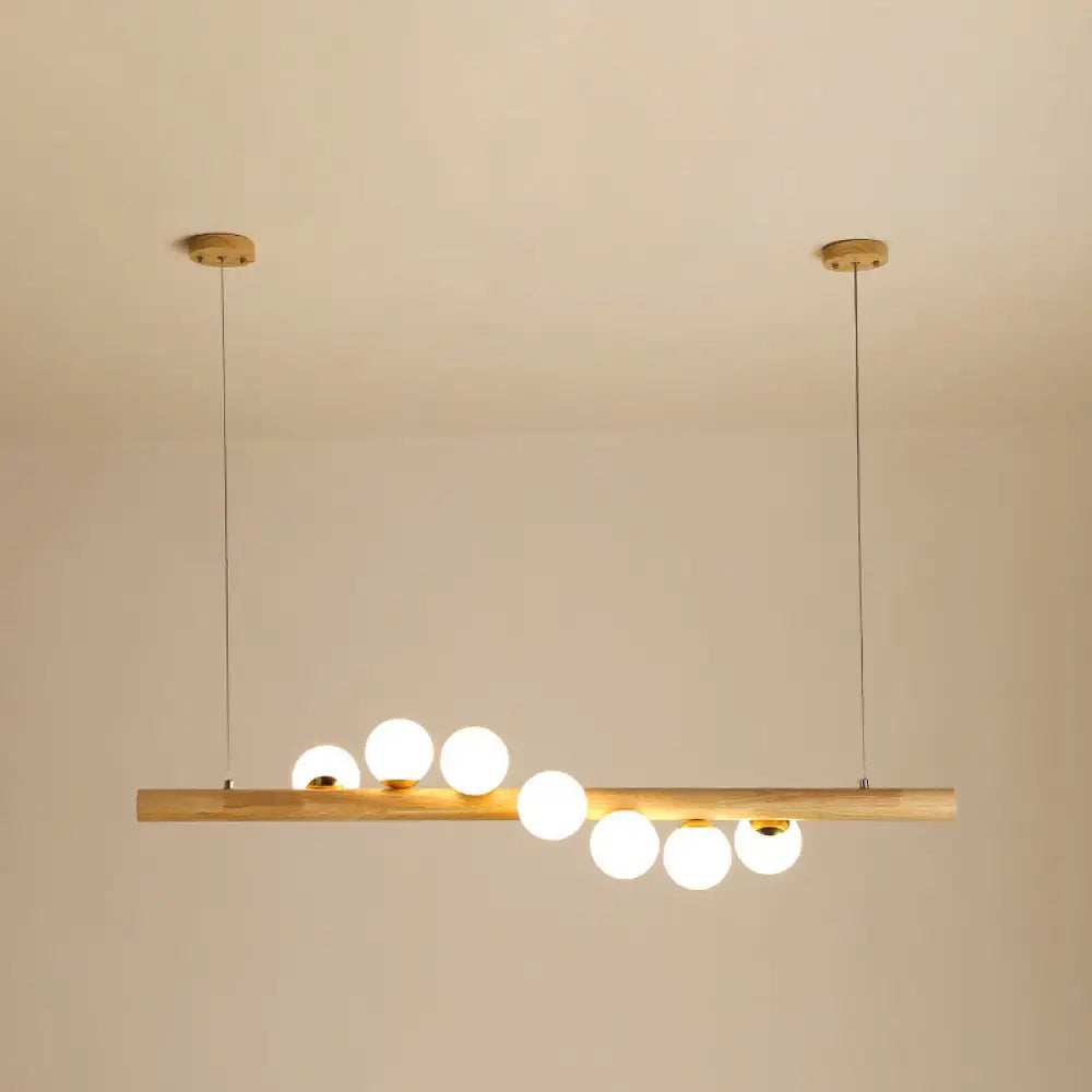 DecorBites™ Minimalist Wooden Island Pendant with Glass Sphere for Living Room Ceiling Lighting
