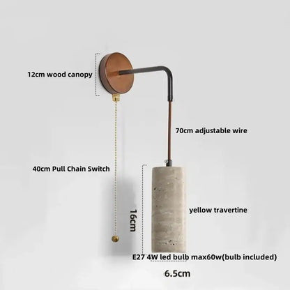 Minimalist yellow travertine adjustable led wall sconce bedroom light