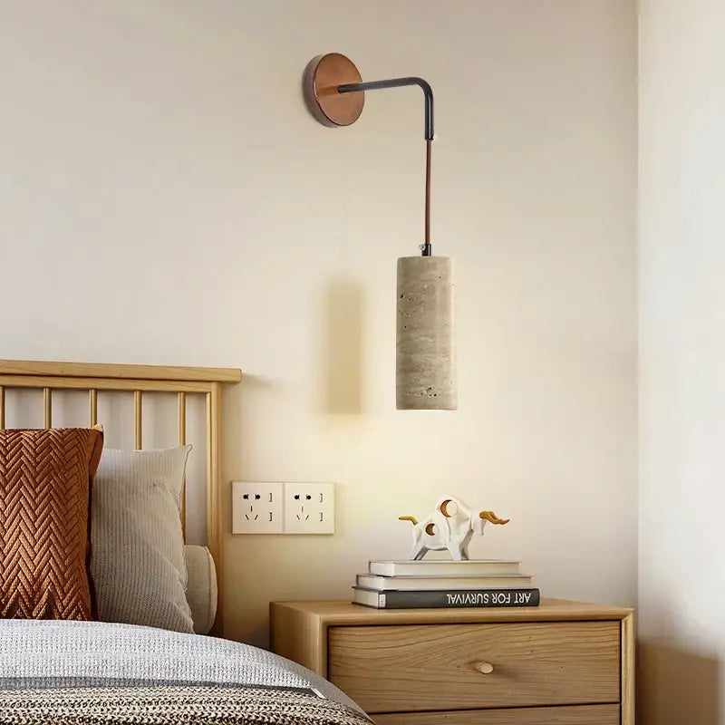 Minimalist yellow travertine adjustable led wall sconce bedroom light