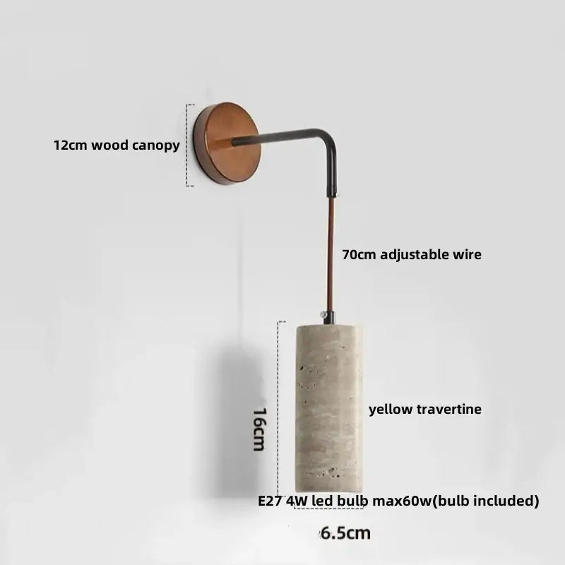 Minimalist yellow travertine adjustable led wall sconce bedroom light
