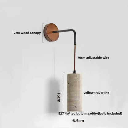 Minimalist yellow travertine adjustable led wall sconce bedroom light