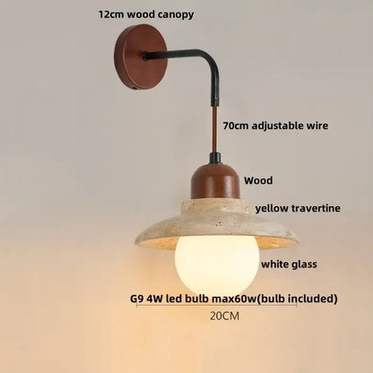 Minimalist yellow travertine adjustable led wall sconce bedroom light