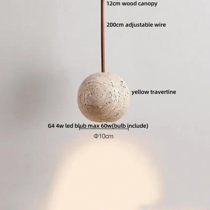 Minimalist yellow travertine stone pendant light for dining room