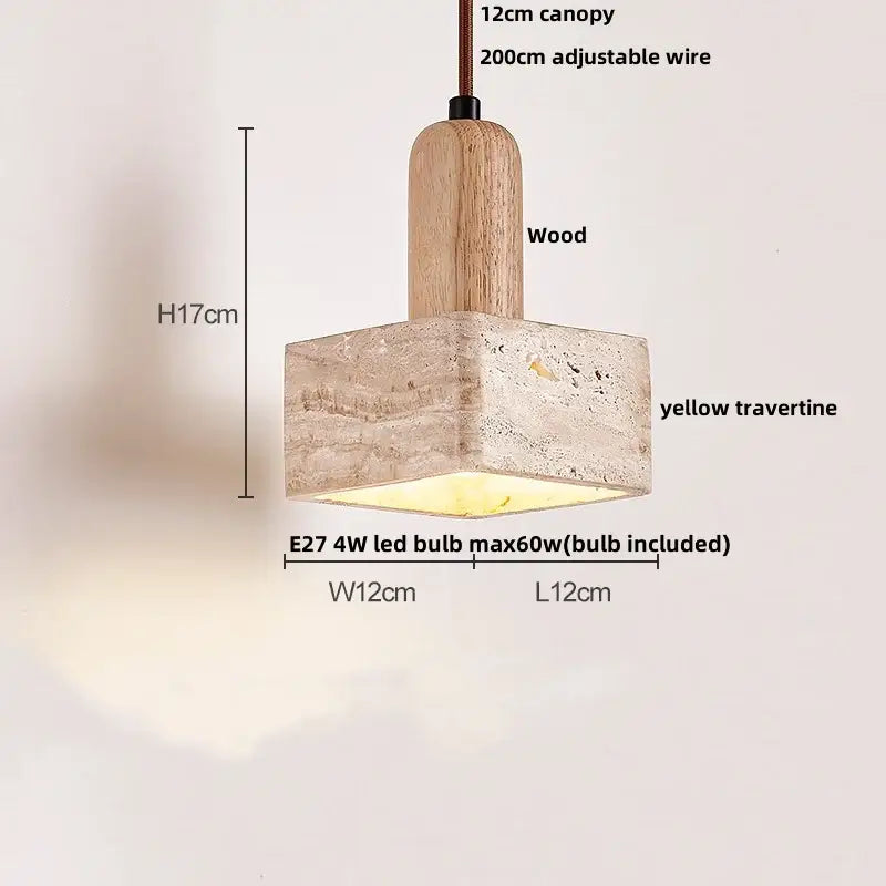 Minimalist yellow travertine stone pendant light for dining room