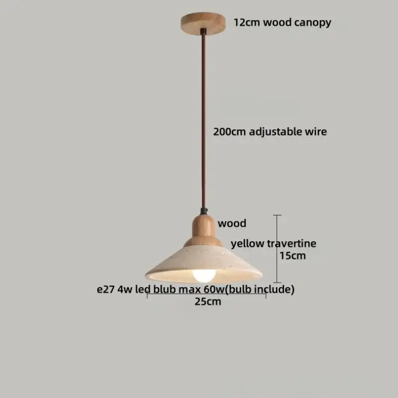 Minimalist yellow travertine stone pendant light for dining room