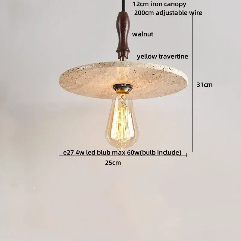 Minimalist yellow travertine stone pendant light for dining room