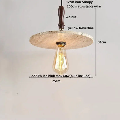 Minimalist yellow travertine stone pendant light for dining room