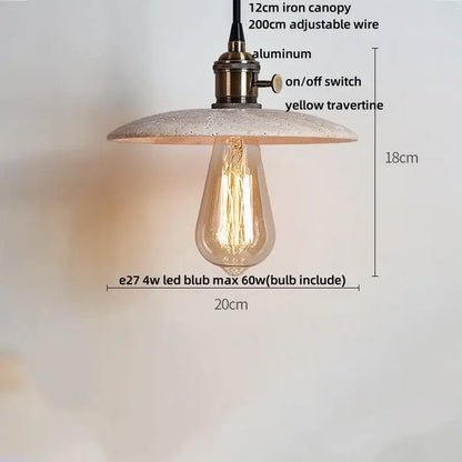 Minimalist yellow travertine stone pendant light for dining room